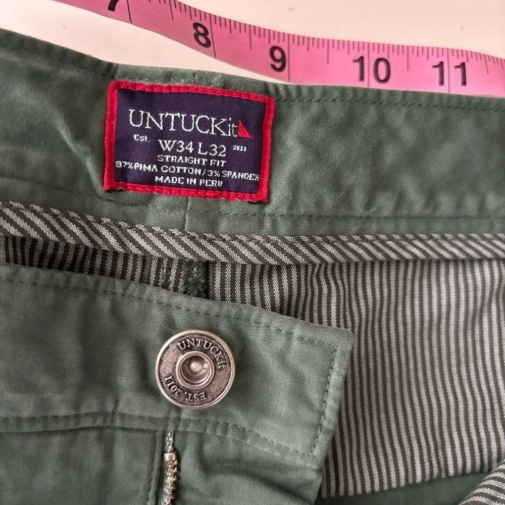 UNTUCKit Men’s Straight Fit 5-Pocket Pima Cotton Pant 34x32 Olive Green New